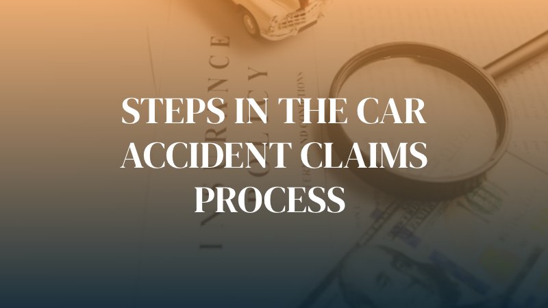 insurance policy papers with the text caption: "steps in the car accident claims pocess"